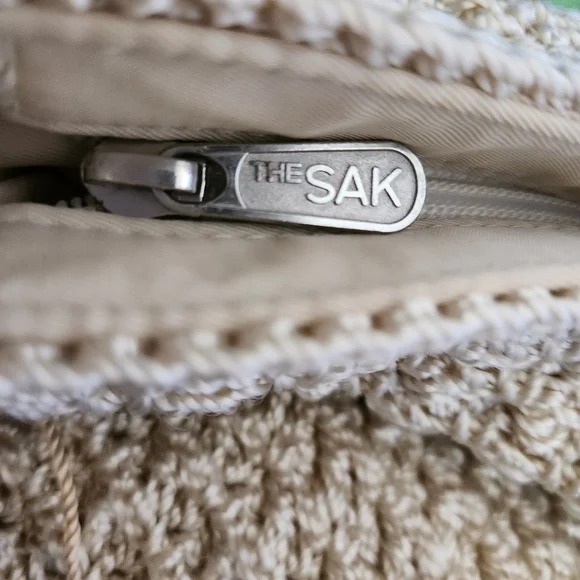 The Sak Crocheted Crossbody Shoulder Bag Cream Beaded Boho - Picture 8 of 9